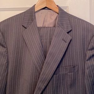 Hart Schaffner Marx Black Pinstripe Suit - 44R